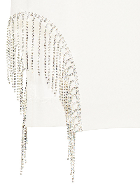 Белое платье-мини с вырезом и бахромой из страз, 3