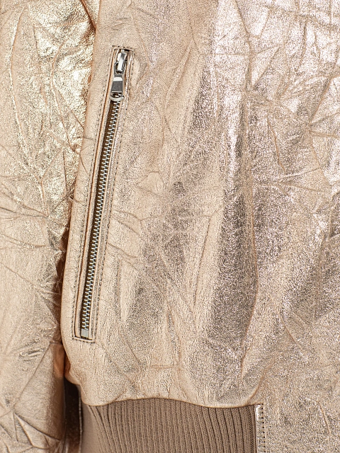 Золотистый бомбер из мятой кожи, 3