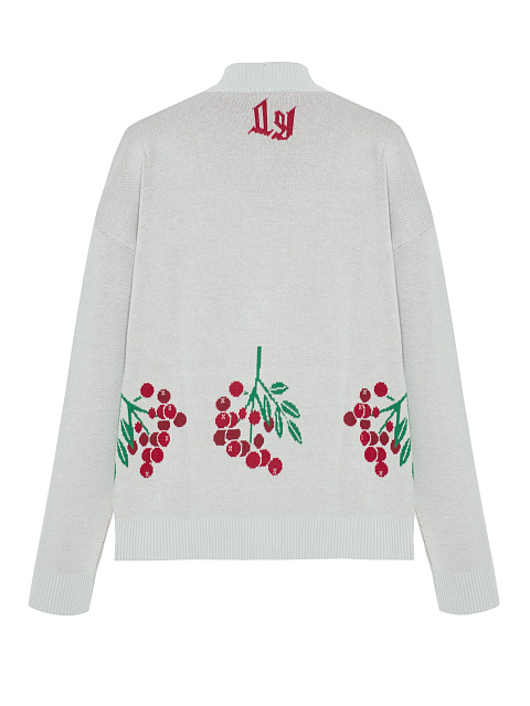 Серый трикотажный кардиган с рябиной, 2