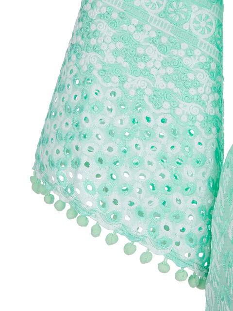 Зеленое кружевное платье-мини на запах, 4