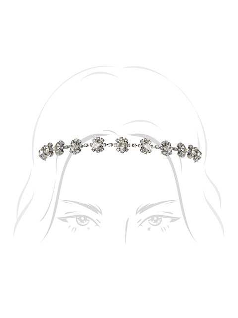 Серебристый ободок с цветами из страз, 1