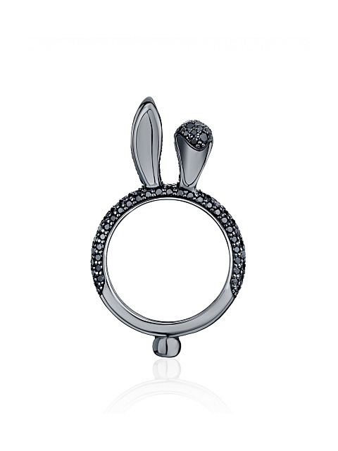 Кольцо в виде кролика из черненого золота и черных бриллиантов, 1