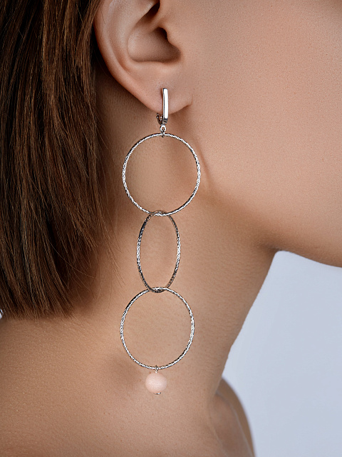 Серьги из серебра с розовым арагонитом, 2