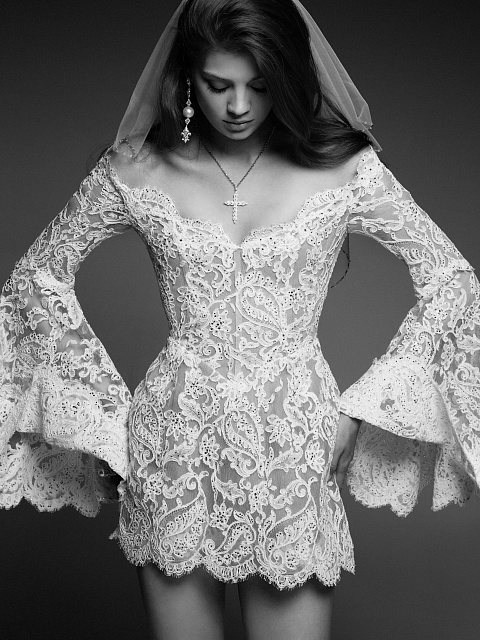 Платье-мини из кордового кружева со стразами Swarovski, 6