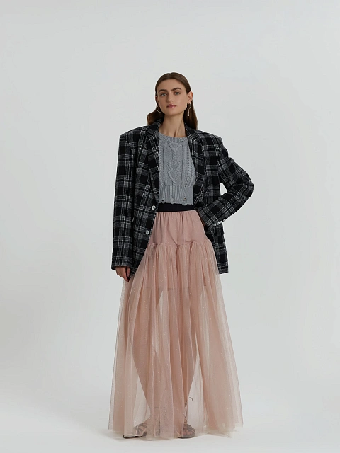 Укороченный серый свитер с косами, 6