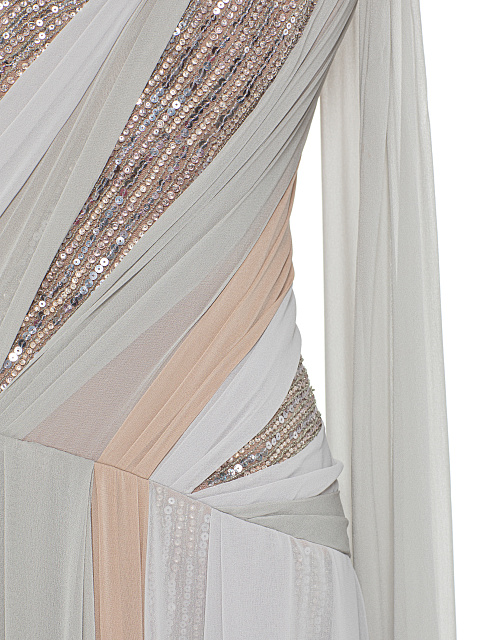 Серое платье-макси из шифона с корсетным верхом в пайетках, 3 Серое платье-макси из шифона с корсетным верхом в пайетках, 3