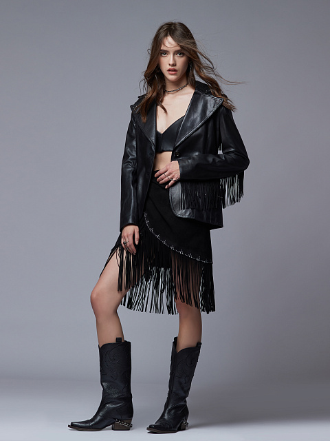 Черные кожаные казаки с цепочкой, 5 Черные кожаные казаки с цепочкой, 5