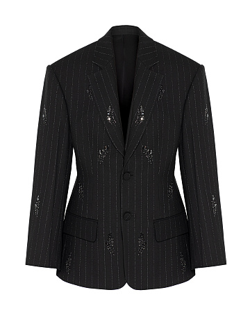 Жакет в полоску с цветочной вышивкой, 1