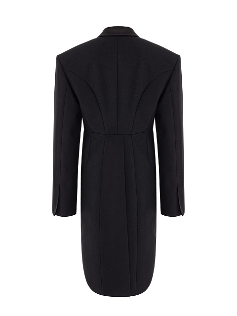 Жакет-фрак черного цвета с атласными лацканами, рукава со шлицами, 2 Жакет-фрак черного цвета с атласными лацканами, рукава со шлицами, 2