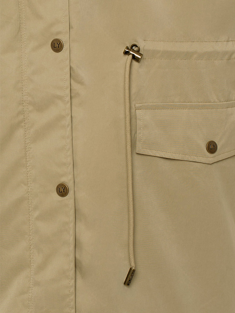 Бежевая парка из плащевки с эко-мехом, 4