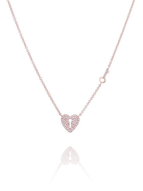 Колье с кулоном в форме сердца из розового золота с бриллиантами, 1