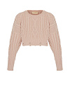 Укороченный пудрово-розовый свитер с косами Укороченный пудрово-розовый свитер с косами