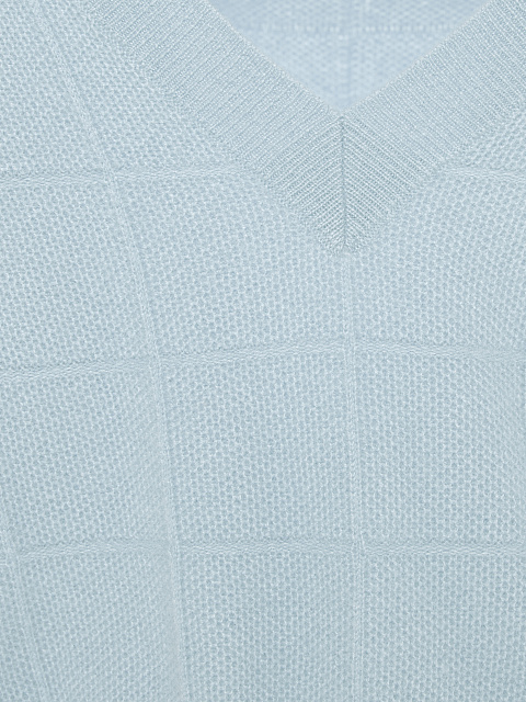 Голубой пуловер из кашемира с V-вырезом, 3