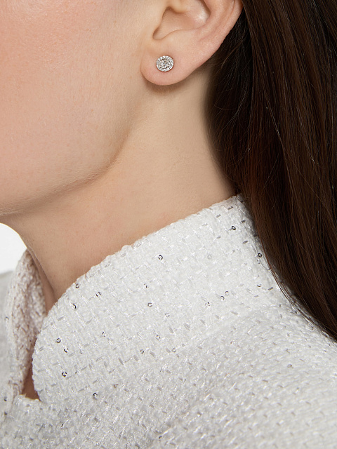 Пусеты из белого золота с овальными и круглыми бриллиантами, 2 Пусеты из белого золота с овальными и круглыми бриллиантами, 2