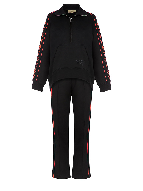 Черный трикотажный костюм с коралловой вышивкой, 1 Черный трикотажный костюм с коралловой вышивкой, 1