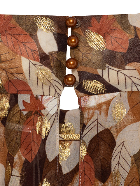 Блузка из шелка с принтом в виде листьев, 4