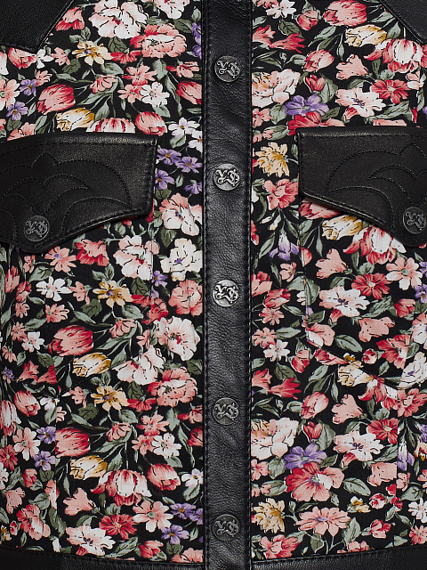 Хлопковое платье-миди с цветочным принтом и отделкой из кожи, 3 Хлопковое платье-миди с цветочным принтом и отделкой из кожи, 3