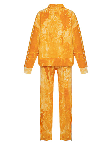 Оранжевый tie-dye костюм с укороченной толстовкой и вышивкой в виде васильков, 2