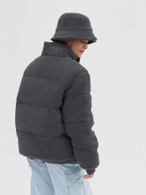 Графитовый пуховик из эко-меха, 6 Графитовый пуховик из эко-меха, 6