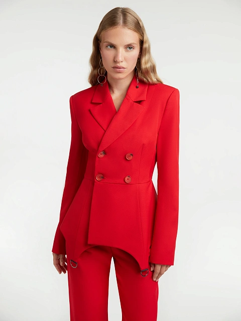 Алый брючный костюм со штрипками, 7