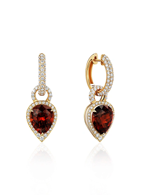 Серьги из желтого золота с цирконом и бриллиантами, 1