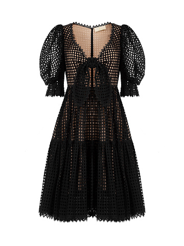 Черное хлопковое платье-миди, 1