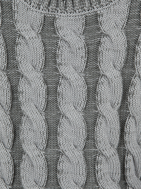 Графитовый кроп-свитер с косами и разрывами, 3