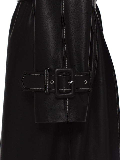 Черный кожаный тренч с подкладом из стриженного меха норки , 6