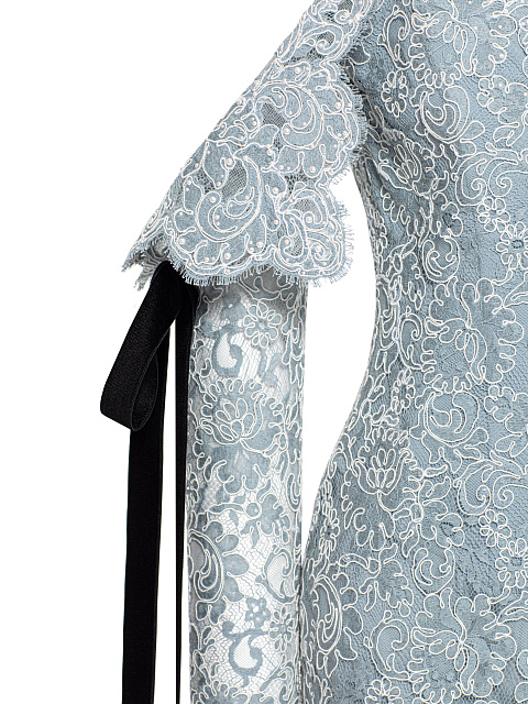 Голубое платье-мини из кордового кружева, 3