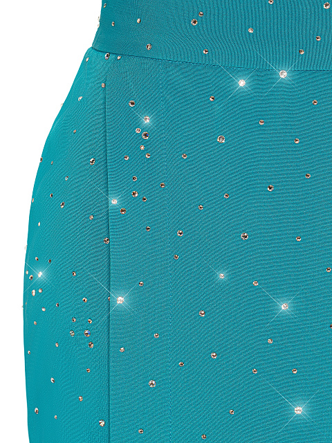 Бирюзовый шелковый комплект из топа и юбки-миди, 5 Бирюзовый шелковый комплект из топа и юбки-миди, 5