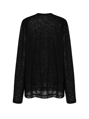 Черный лонгслив из трикотажа, 2