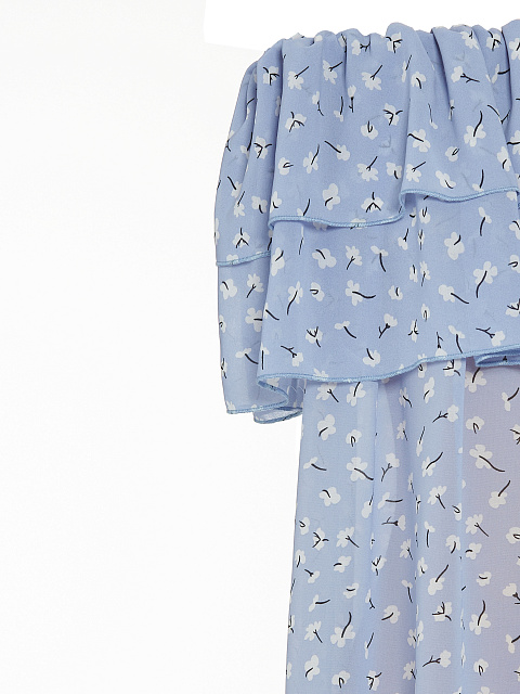 Голубой шифоновый топ с открытыми плечами, 3