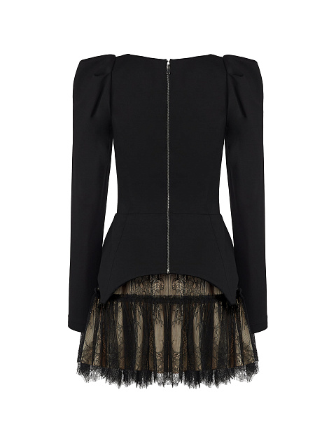 Черно-бежевый комплект из топа и кружевной юбки, 2