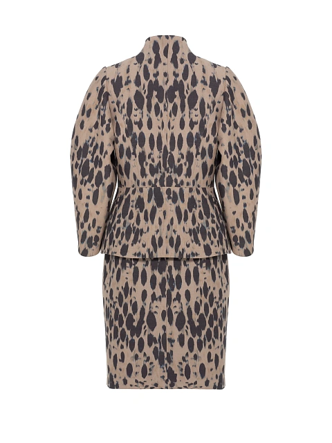 Бежевый костюм с леопардовым принтом и юбкой-мини, 6