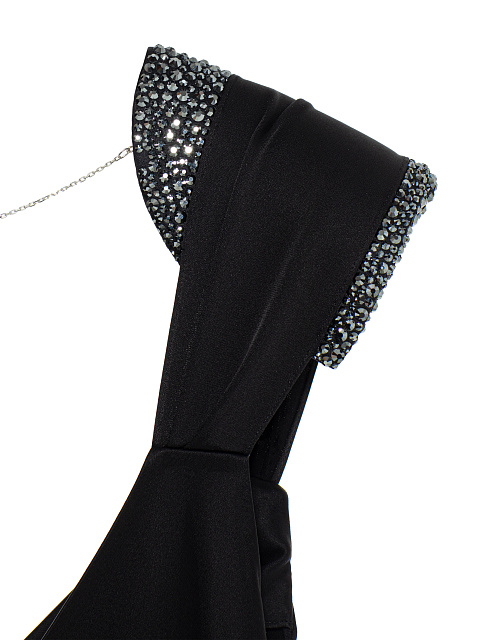 Черное шелковое платье-макси со стразами, 3