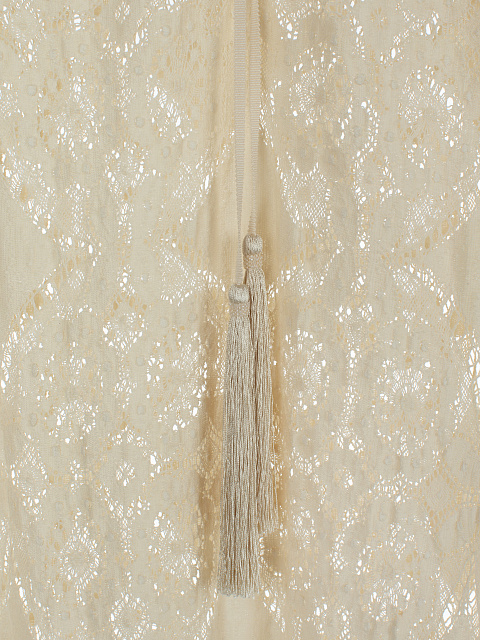 Бежевое кружевное платье с бахромой, 4