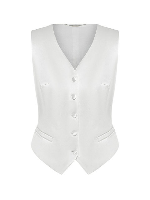 Белый костюм-тройка с вышивкой и манжетами из норки, 4