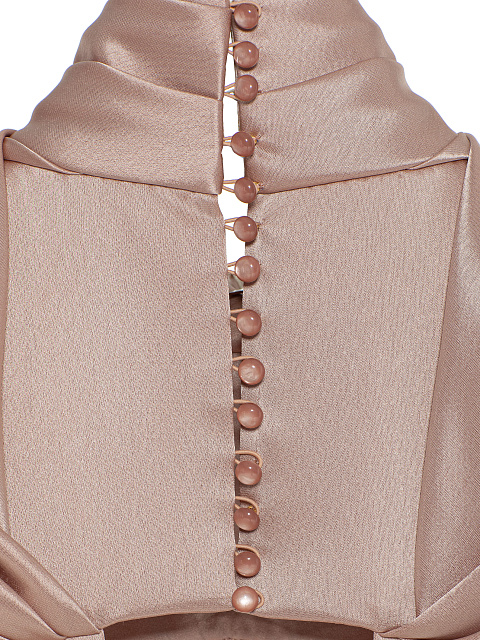 Пудровое платье-макси из шелка с драпировкой, 5