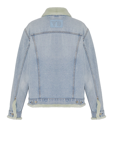 Голубая джинсовая куртка с подкладом из стриженного меха норки, 2