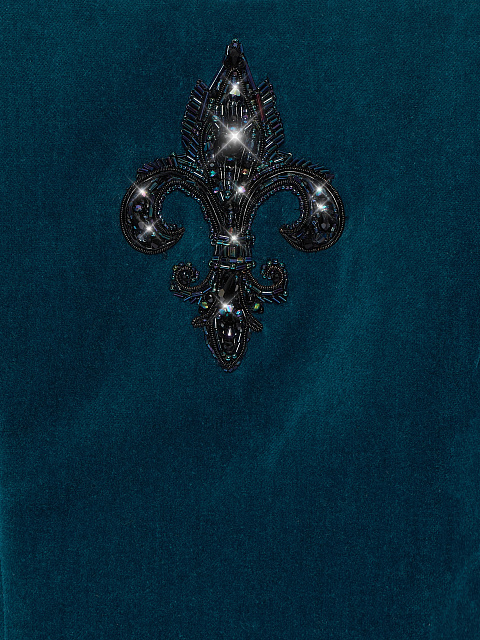 Темно-бирюзовое бархатное платье с вышивкой, 3