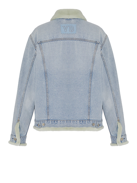 Голубая джинсовая куртка с подкладом из стриженного меха норки, 2