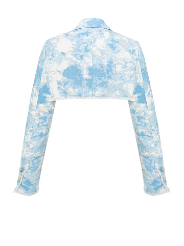 Голубой tie-dye жакет-болеро из денима, 2