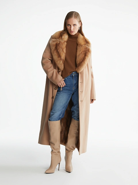 Бежевое однобортное кашемировое пальто, 5 Бежевое однобортное кашемировое пальто, 5