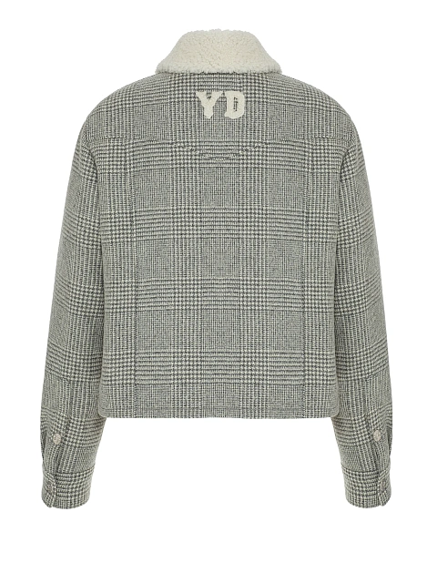 Серая куртка в клетку с белым подкладом из овчины, 2