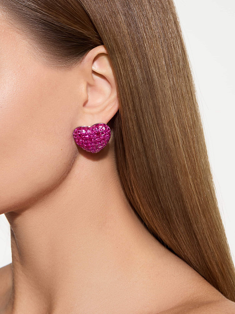 Серьги-пусеты из белого золота с рубинами, 2