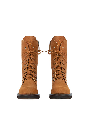 Коричневые высокие замшевые ботинки, 2