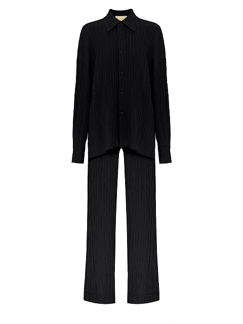 Черный комплект из рубашки и брюк, 1