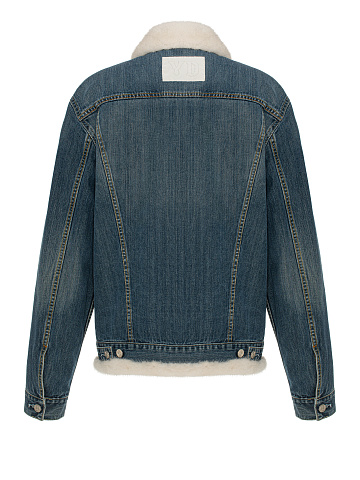 Синяя джинсовая куртка с подкладом из меха норки, 2