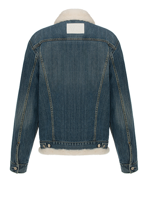 Синяя джинсовая куртка с подкладом из меха норки, 2 Синяя джинсовая куртка с подкладом из меха норки, 2