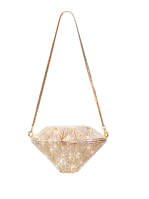 Клатч "Бриллиант" в золотистых стразах, 1